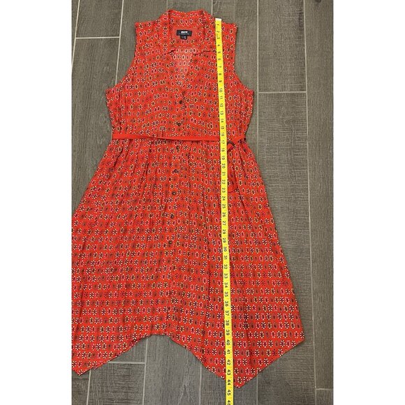 Maeve Anthropologie Red Daisy Midi Shirtdress Size 8 Belted Buttons Christmas - Picture 7 of 16